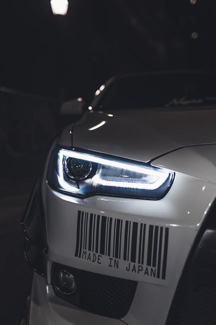 Close-up of a car's headlight