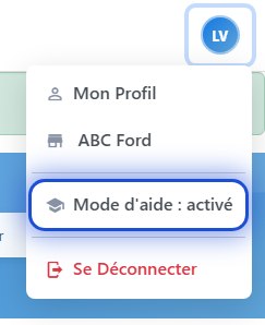 L'interrupteur du mode d'aide dans le menu de l'avatar de Vehicle Fair Trade