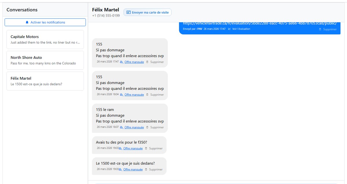Fils de conversation avec les Wholesalers dans Vehicle Fair Trade