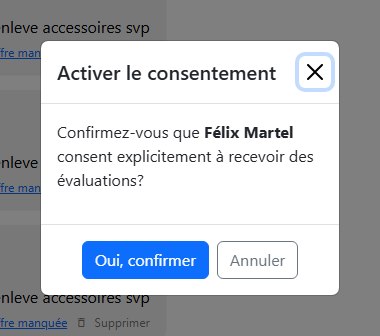 La fenêtre Activer le consentement dans Vehicle Fair Trade confirmant qu'un Wholesaler consent à recevoir les évaluations